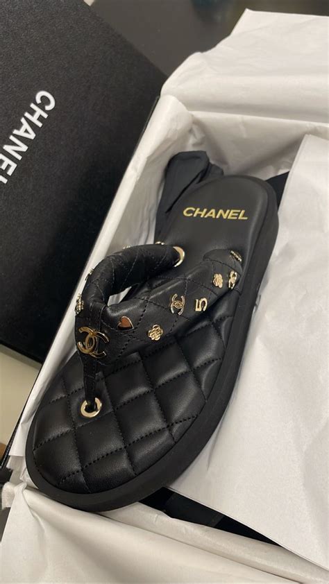 no heel chanel flip flops|authentic chanel sandals.